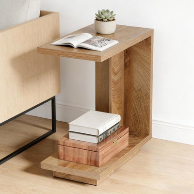 Exquisite Bedside Accent Table - , Waterproof, 11.7-Inch Wide, Space Design Modern Snack Slatted 23.21X11.7X24.94 Inches, Dark Brown Finish