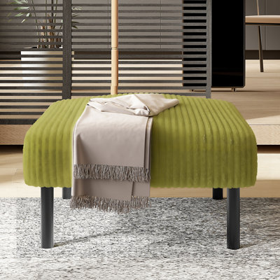 Small Ottoman Footstool With Legs, Corduroy Fabric Ottoman Foot Stool With Soft Padded Seat, Square Footstool Footstool For Living Room