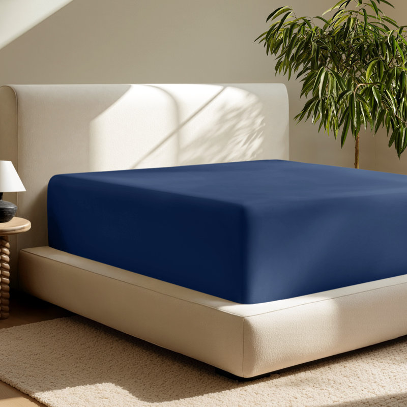 Extra Deep Microfiber Fitted Sheet, King Fitted Sheet, Dark Blue