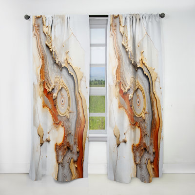 Portman Beige And Orange Minimalism Stone Geode - Stone Geode Curtain - Velvet Room Darkening - 1 panel