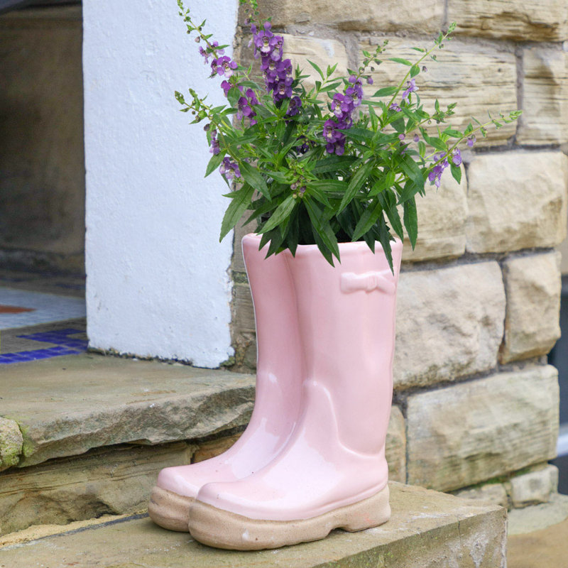 Carlson Ceramic Pot Planter, 29.5cm H x 24cm W x 16cm D, Pink