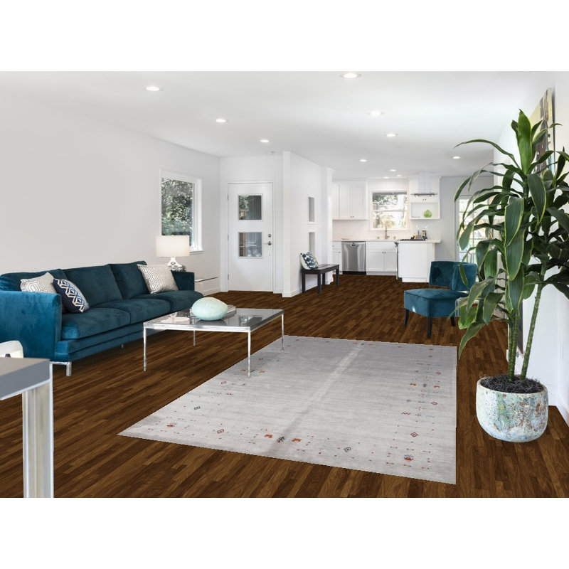 Tapis gris argenté en laine de style Gabbeh 5 x 8 po
