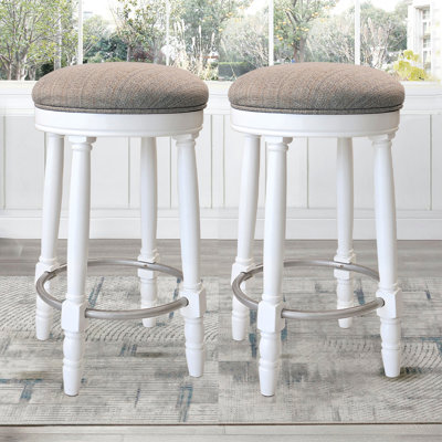 Ensemble de tabourets de bar 2, tabouret de bar pivotant à 360 ° en bois à hauteur de comptoir de 26 po avec siège rembourré, finition, décoration élégante pour la cuisine, la salle à manger et le salon