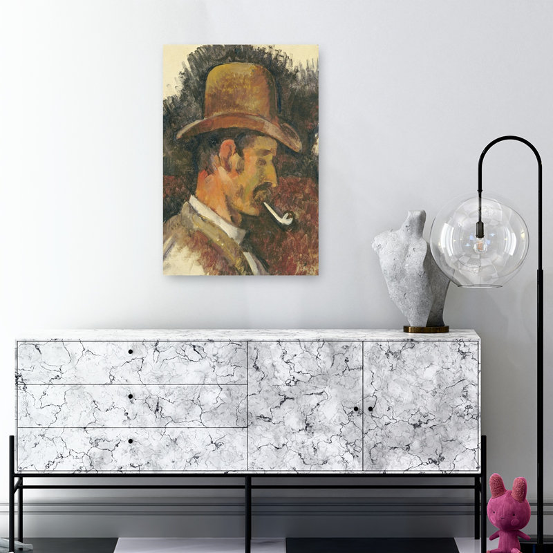 Homme à la pipe, 1892-1896, estampe d'art mural abstraite contemporaine, H 36 po x l 24 po