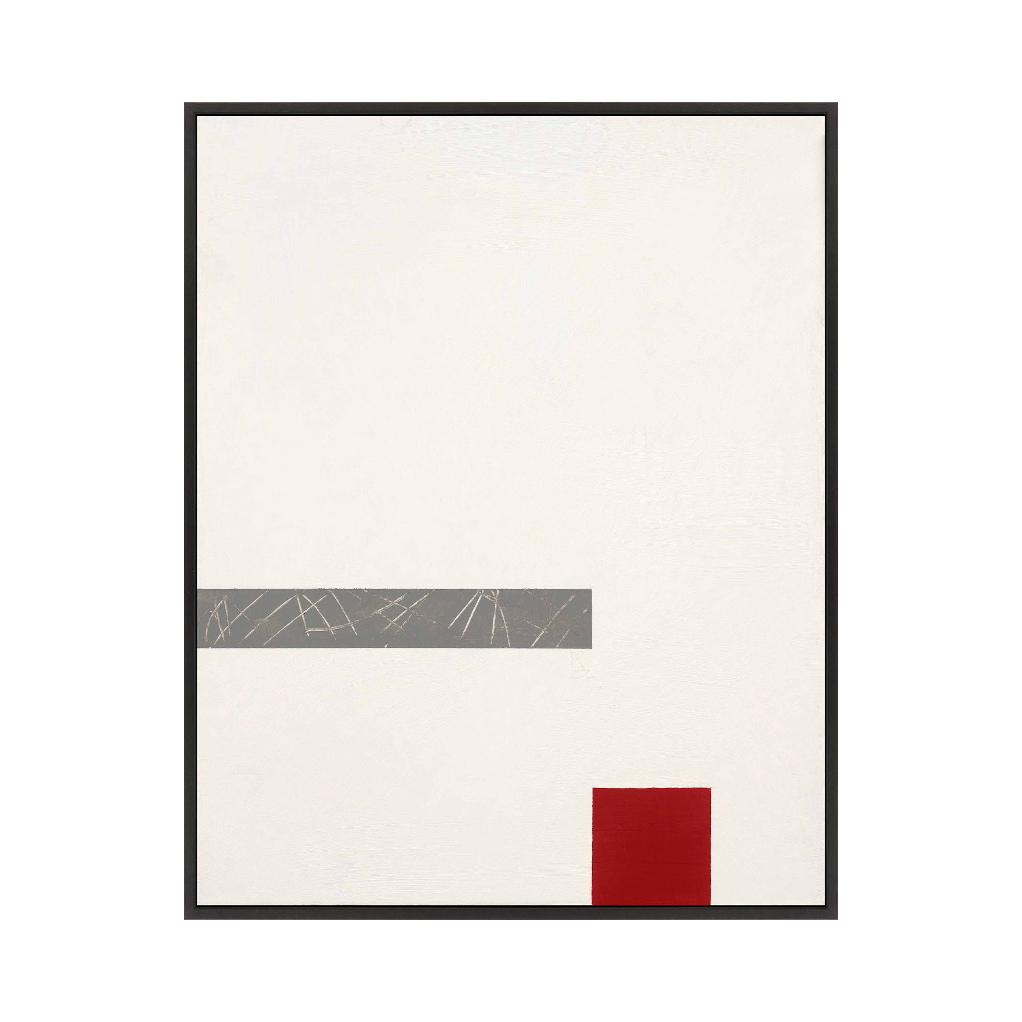 Tempo With Red 3 by Robert Kamnatnik, Black Framed Canvas, 30" H x 24" W x 1.38" D