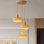 Luminaire suspendu moderne en dôme en bois avec longueur de suspension réglable et abat-jour en verre 3 lumières  