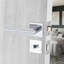 Modern Lima Design Premium Bathroom Door Handles on Square Rose with Dead Bolt, Latch, Ball Hinges and Thumbturn