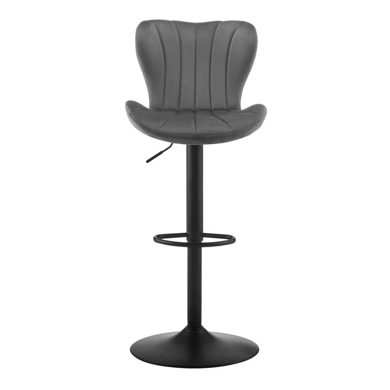 Swivel Upholstered Adjustable Height Counter Stool with Metal Frame, Grey