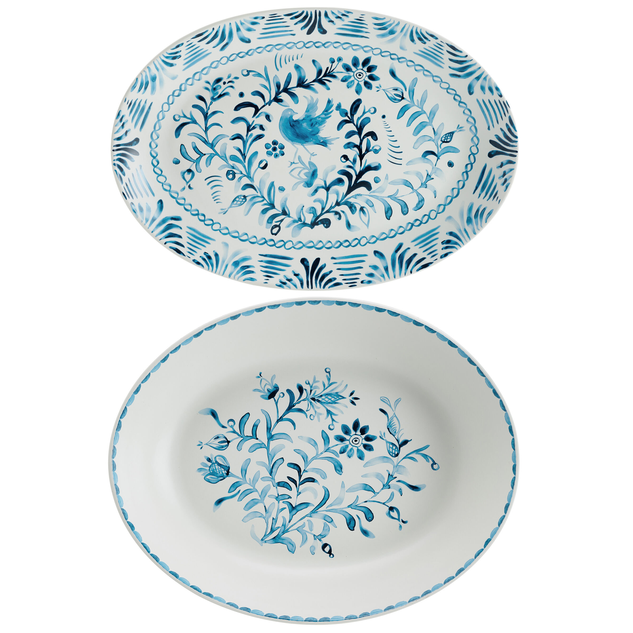 Fitz And Floyd Sicily Blue Serve Bowl Platter Set