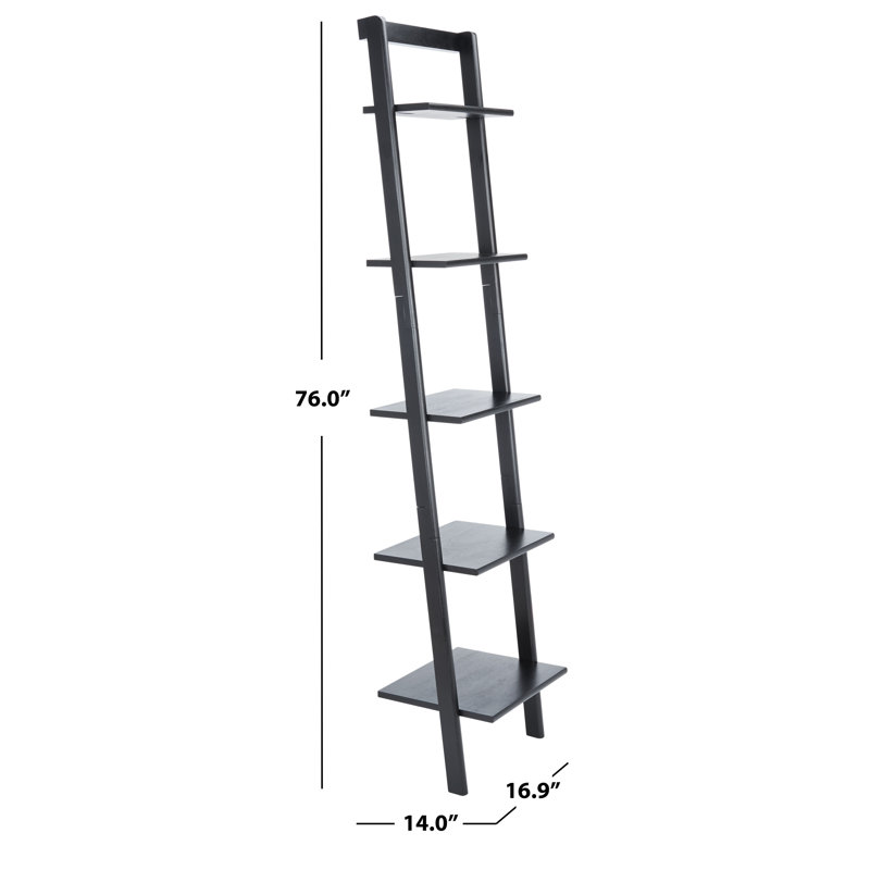 Joe Ladder Bookcase, 76" H x 17" W x 14" D, Black