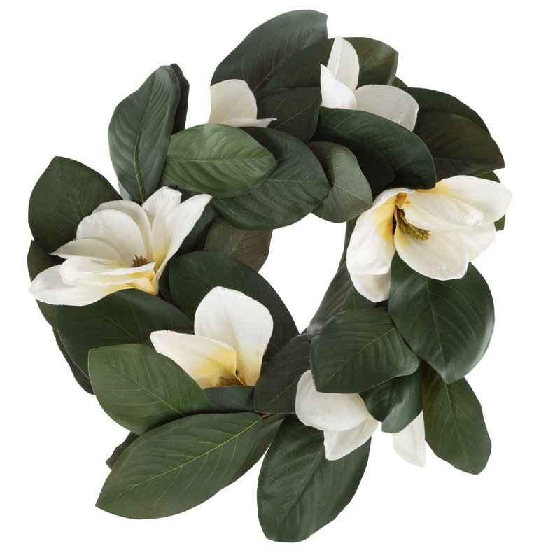 Magnolia Wreath - 24-Inch Artificial Spring Wreath for Home Decor - Wreaths for Indoors or Covered Patio Use Only, 1