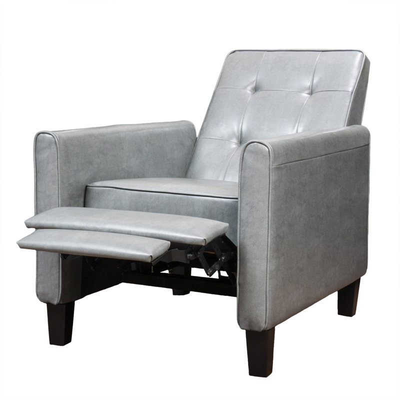 Josslynn 27.50" Wide PU Leather Pushback Recliner, Josslynn Dark Grey PU Leather