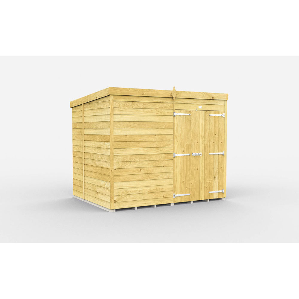 8ft x 7ft Pent Shed - Double Door without Windows
