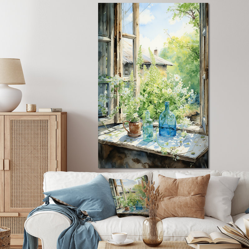 Art mural sur toile vert et bleu campagne avec charme I, Toile tendue, 20" H x 12" W