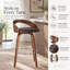 Tabouret de bar pivotant à hauteur de comptoir ou de bar avec dossier bas ouvert en similicuir et bois-44179696-80824321-62257035