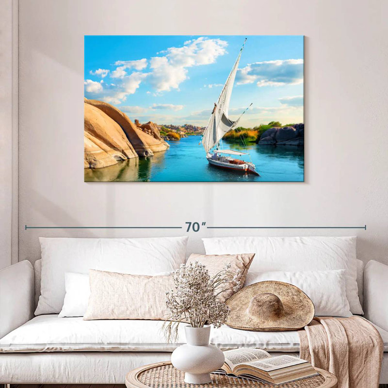 Meil River Nile Boat, H 30 po x l 45 po