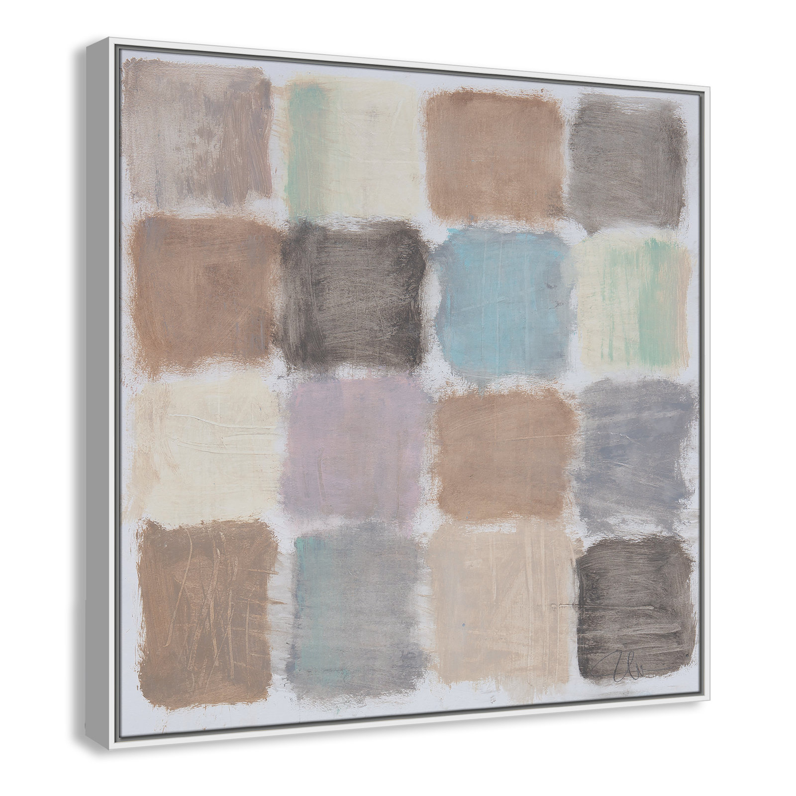 Veasey "Powder Room Reflections" Painting, 37.5" H x 37.5" W x 2" D, White
