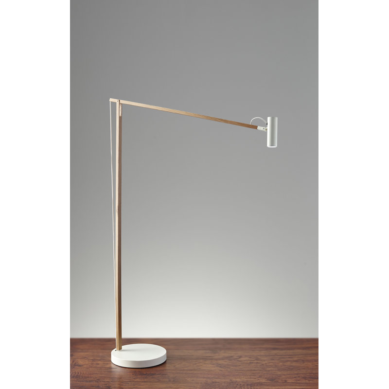 Dalila 60.5'' LED Task Floor Lamp, Natural Ash Wood/White
