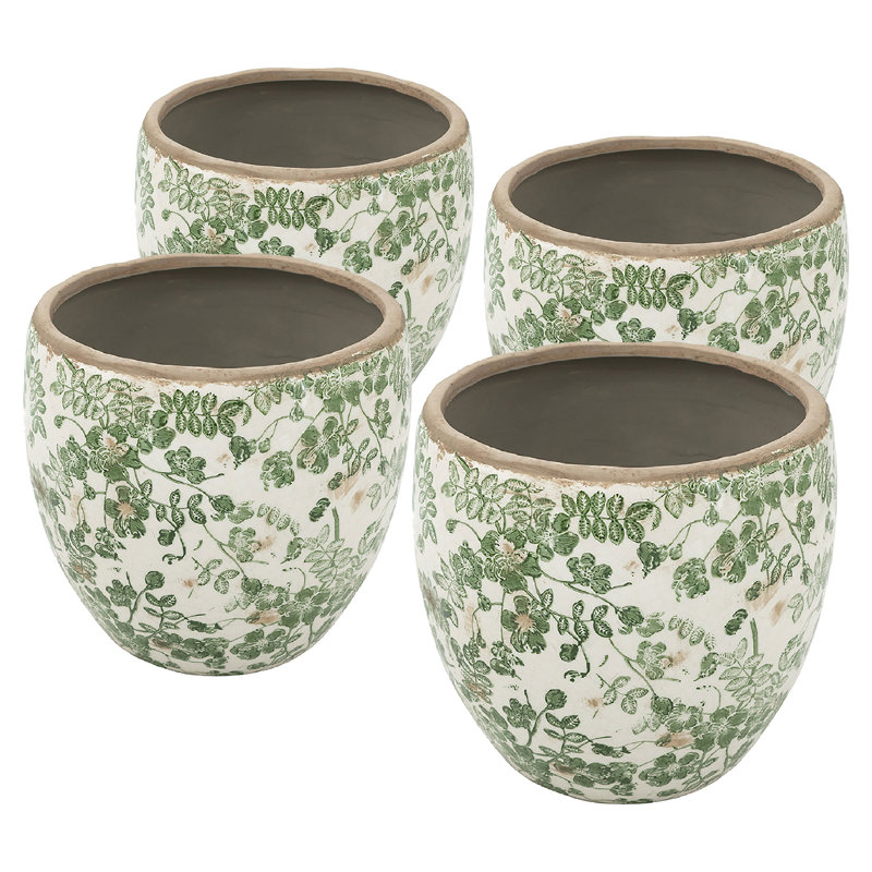 Vase en céramique à motif floral 5,1 x 5,1 x 4,5