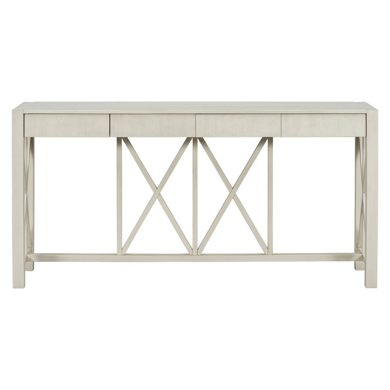 Console 60 po avec 4 tiroirs spacieux, Beige
