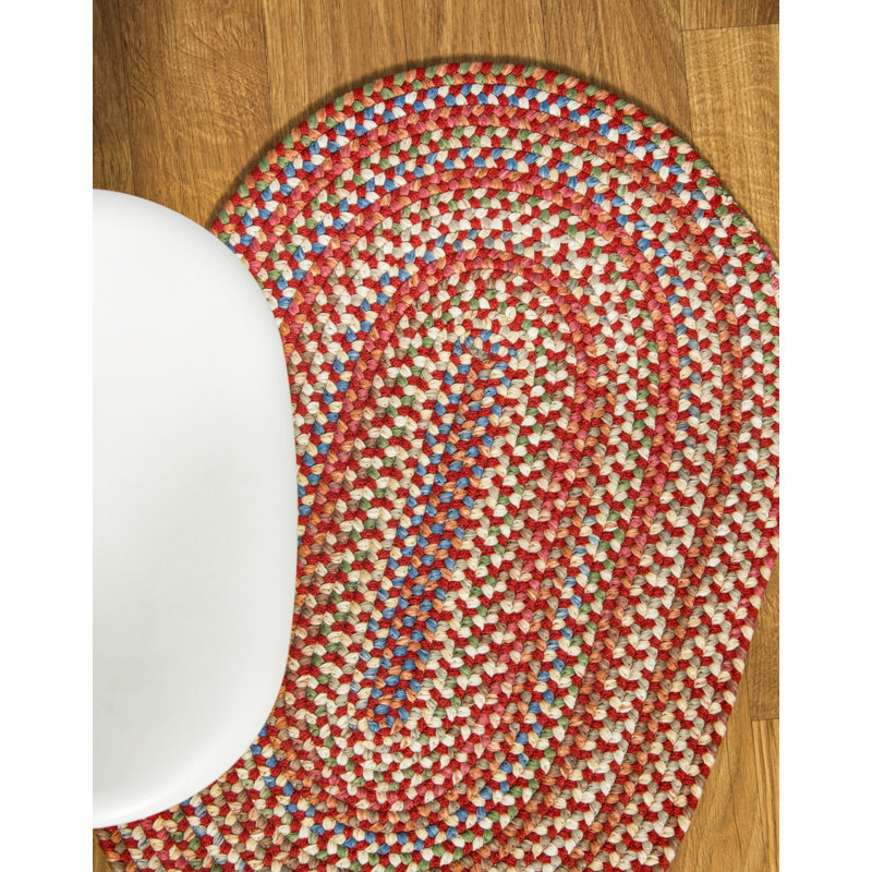 Tapis tressé rouge/naturel Henny, Ovale 2 pi x 3 pi