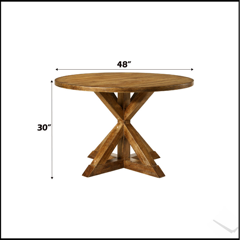 Table de salle à manger à finition chêne vieilli avec base robuste Wallace II et surface spacieuse pour les réunions de famille et les repas de tous les jours
