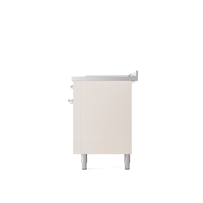 ILVE Nostalgie II 60 Dual Fuel Range, 5 Burners, Griddle, Frenchtop , Antique White/Chrome, Natural Gas