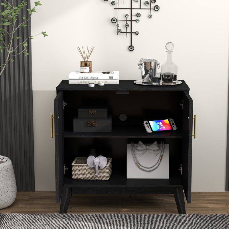 Buffet Mid-Century, Noir, H 31,5 po x l 31,5 po x P 15,8 po