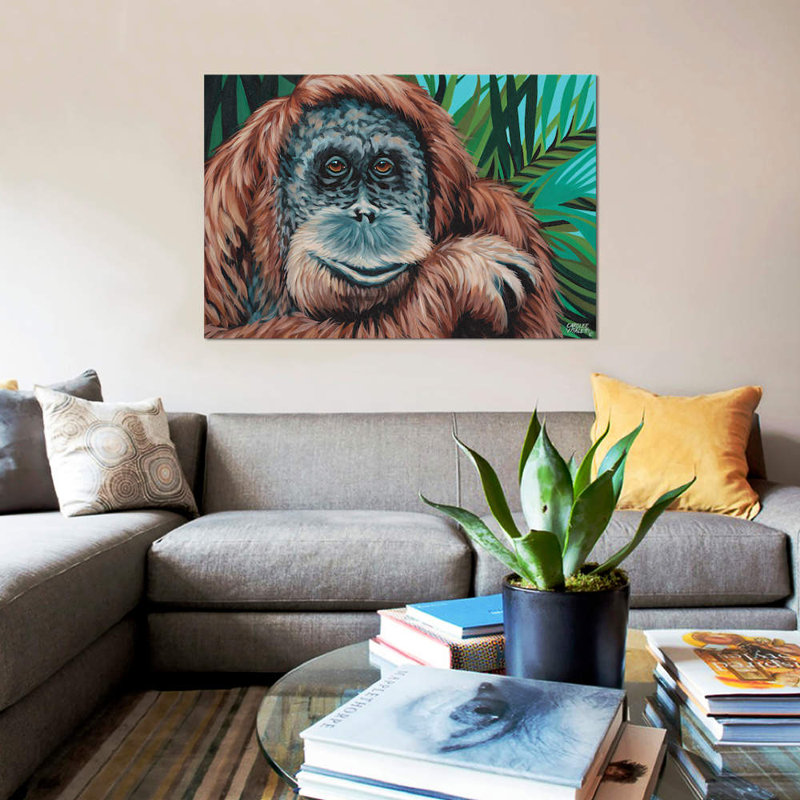 « jungle singe i », impression sur toile, H 26 po x l 40 po x P 1,5 po, Toile tendue, Pas de tapis