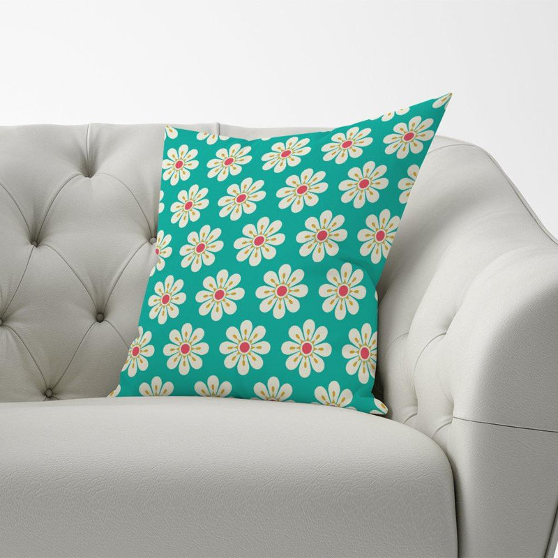 Mignonette Daisy Floral Square Throw Cushion