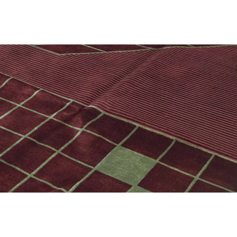 Himalayan Wool Geometric Area Rug in Rust