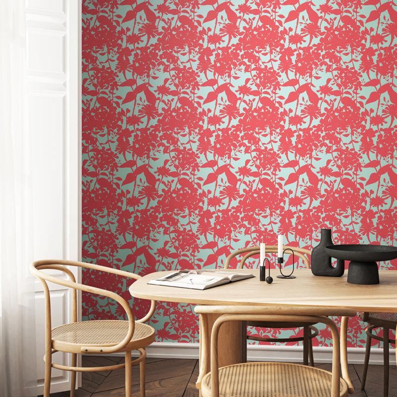 Summer Silhouette Coral Twist Smooth Matt Wallpaper, Red