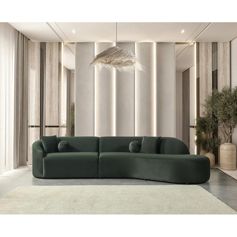 Canapé modulaire en velours 2 pièces, Velours vert