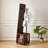 Mid-Century Modern Solid Rubberwood Coat Rack with Rolling Storage Basket