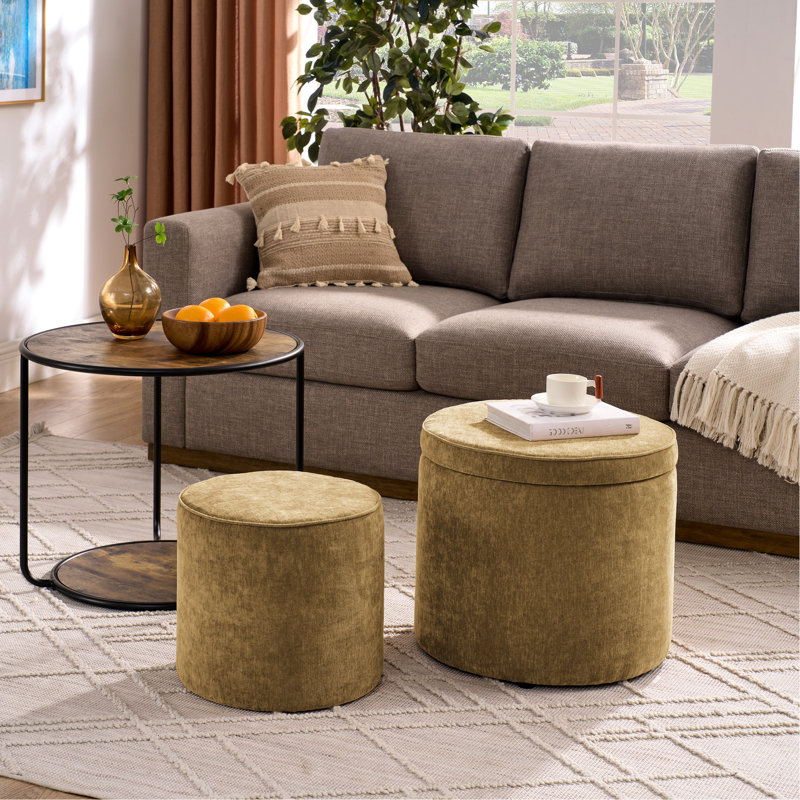 Combinaison jaune foncé avec rangement et contour gracieux et table exquise, Velours brun