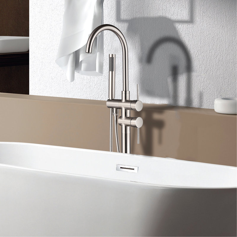 Robinet de baignoire autoportant moderne avec douche à main et conception innovante résistante à la corrosion