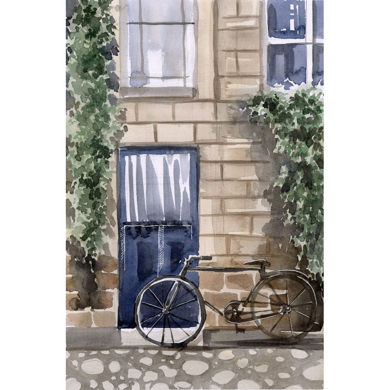 Street And Bike - Wrapped Canvas Painting, 91cm H x 61cm W x 3.8cm D