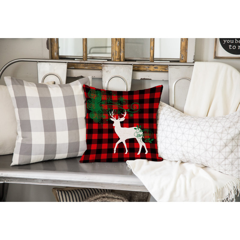 Coussin décoratif intérieur / extérieur à carreaux, 16 po x 1 po, Carré