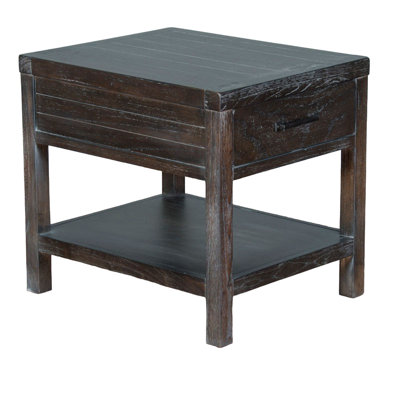 Nikay Accent Chairside Table, 2 Drawers, Wood, 26 Inch