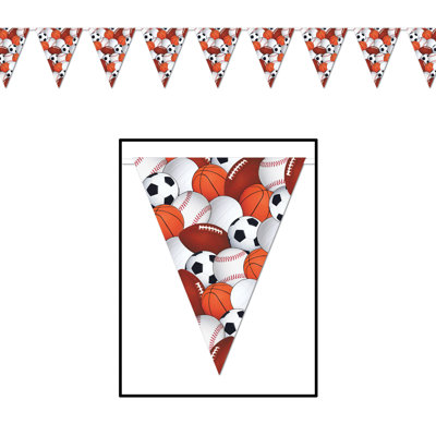 Sports Pennant Banner - 11" x 12' - Pack of 12