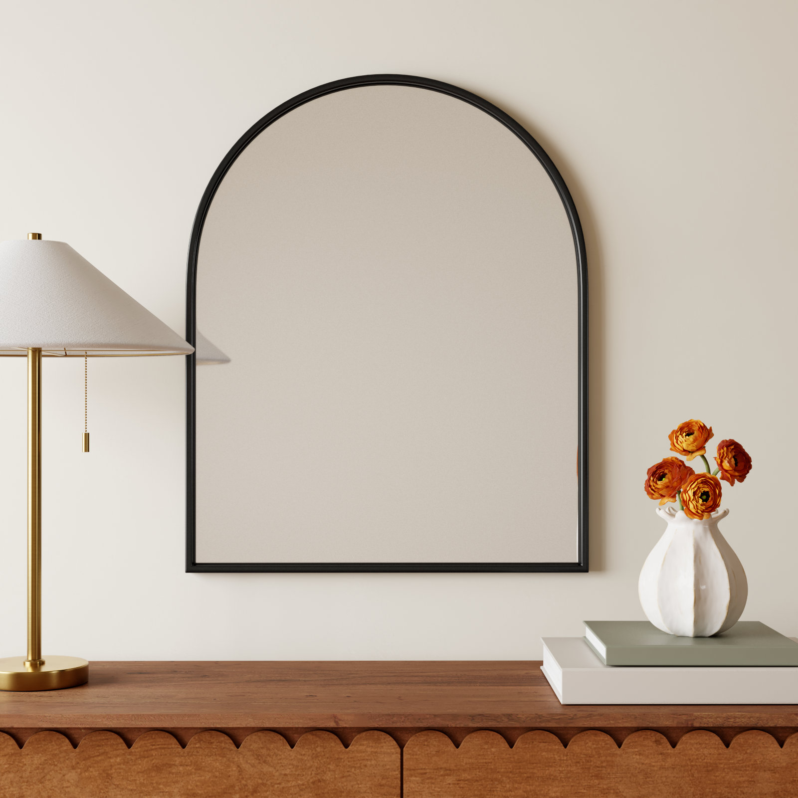 Sabine Metal Arch Wall Mirror, 30" x 24", Black