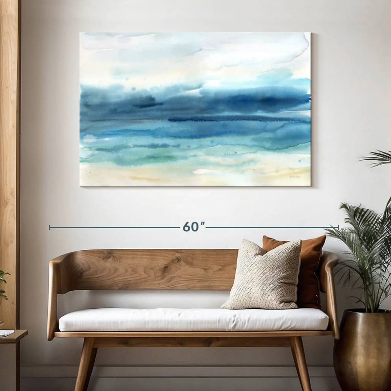 Gillard indigo paysage marin, H 32 po x l 48 po
