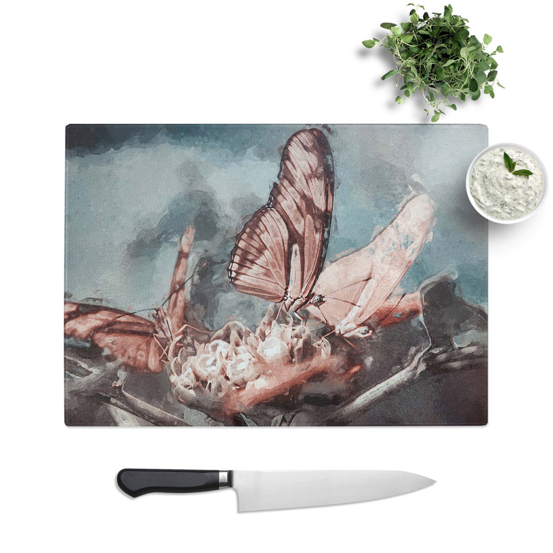 Tempered Glass Butterflies Chopping Board