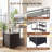 Reversible LED L-Shaped Gray Desk with Storage and Power Outlet-999217587