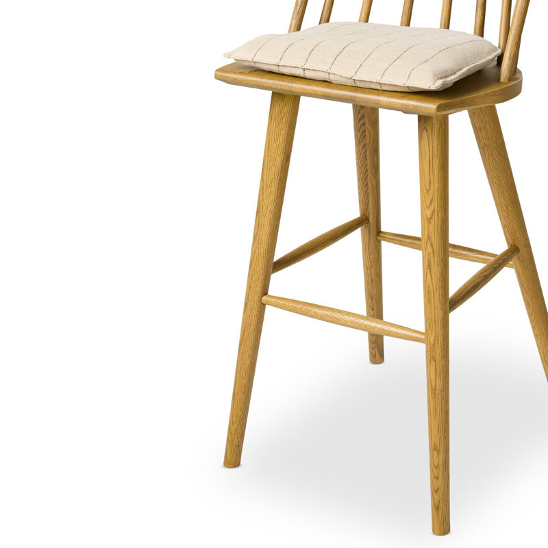 Lewis Windsor Stool With Cushion-Black Oak-Counter, Counter Stool (25.02” Seat Height), Sandy Oak