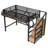 Twin XL Loft Bed with Storage Stairs, Built-in Wardrobe & Shelves, Metal Frame with USB Ports & LED Lights, Natural Wood-304449882-304449885