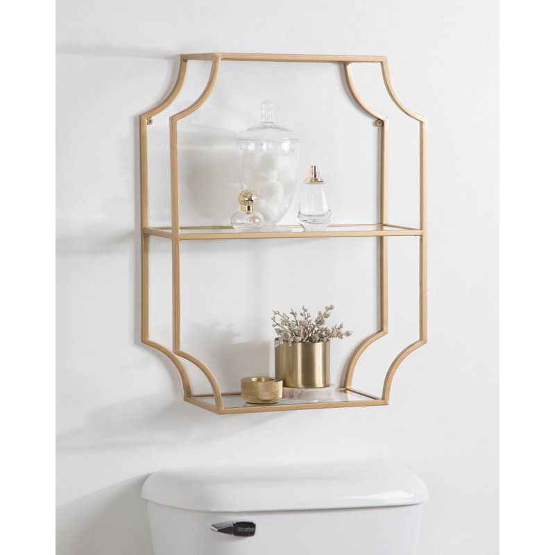 Johnalbert 3 Piece Scalloped Metal Accent Shelf, Gold