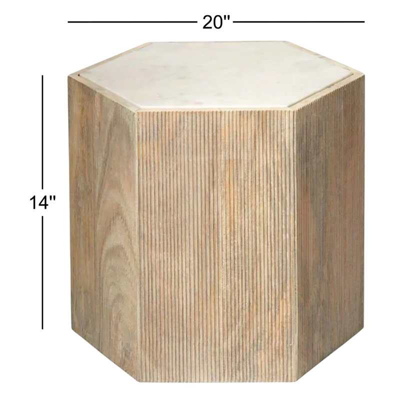 Tiney Marble End Table, 14" H x 20" W x 17" D