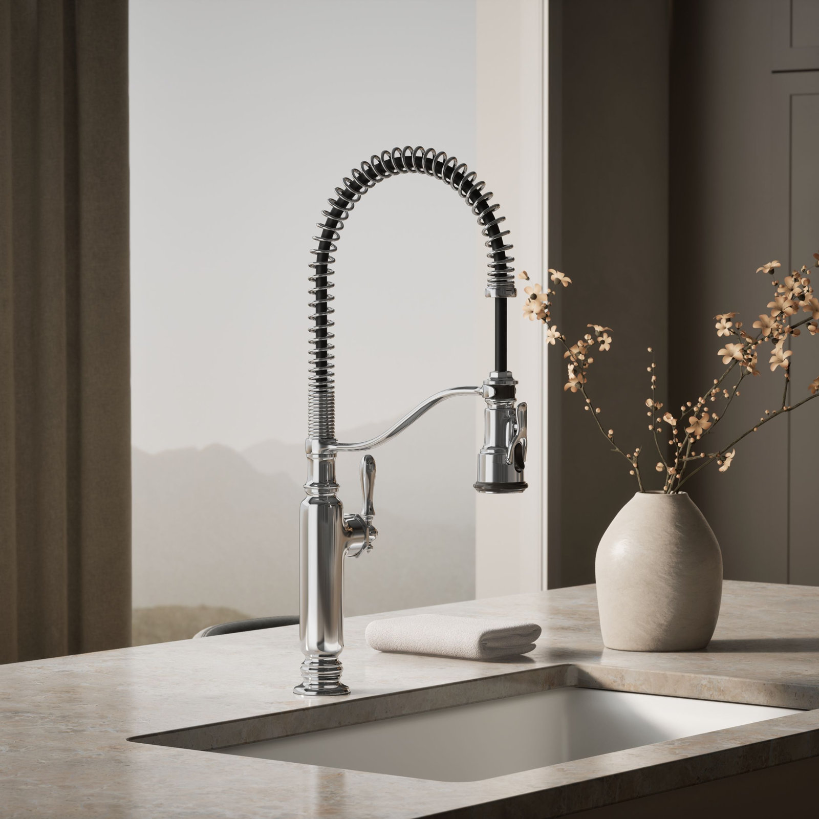 Kohler Tournant Pre-Rinse Kitchen Faucet, Polished Chrome