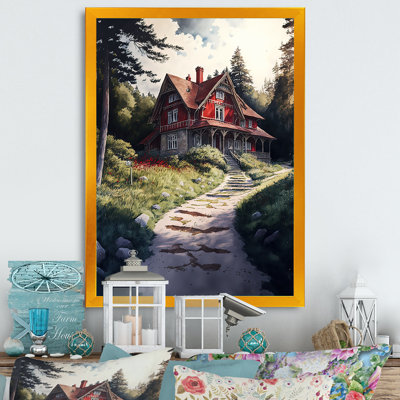 Charmant chalet rouge II - reproduction sur toile